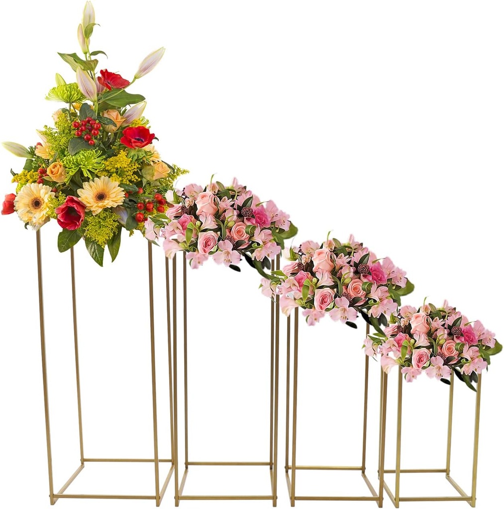 [VASE-YDZ044] Vase Doré pour Centre de Table Mariage avec Panneau Métallique 4 Pièces 