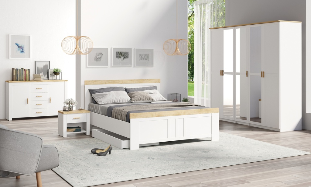 [CHAMBRE-NICEA] CHAMBRE A COUCHER NICEA BLANC/CHENE